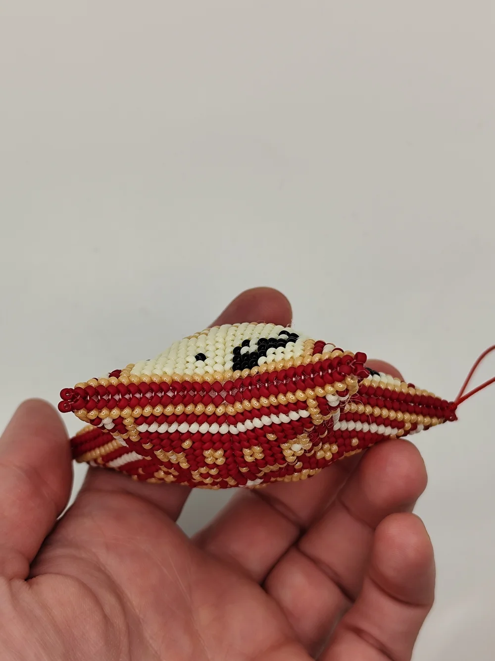 Beaded Star Holiday Ornament in Cream & Burgundy